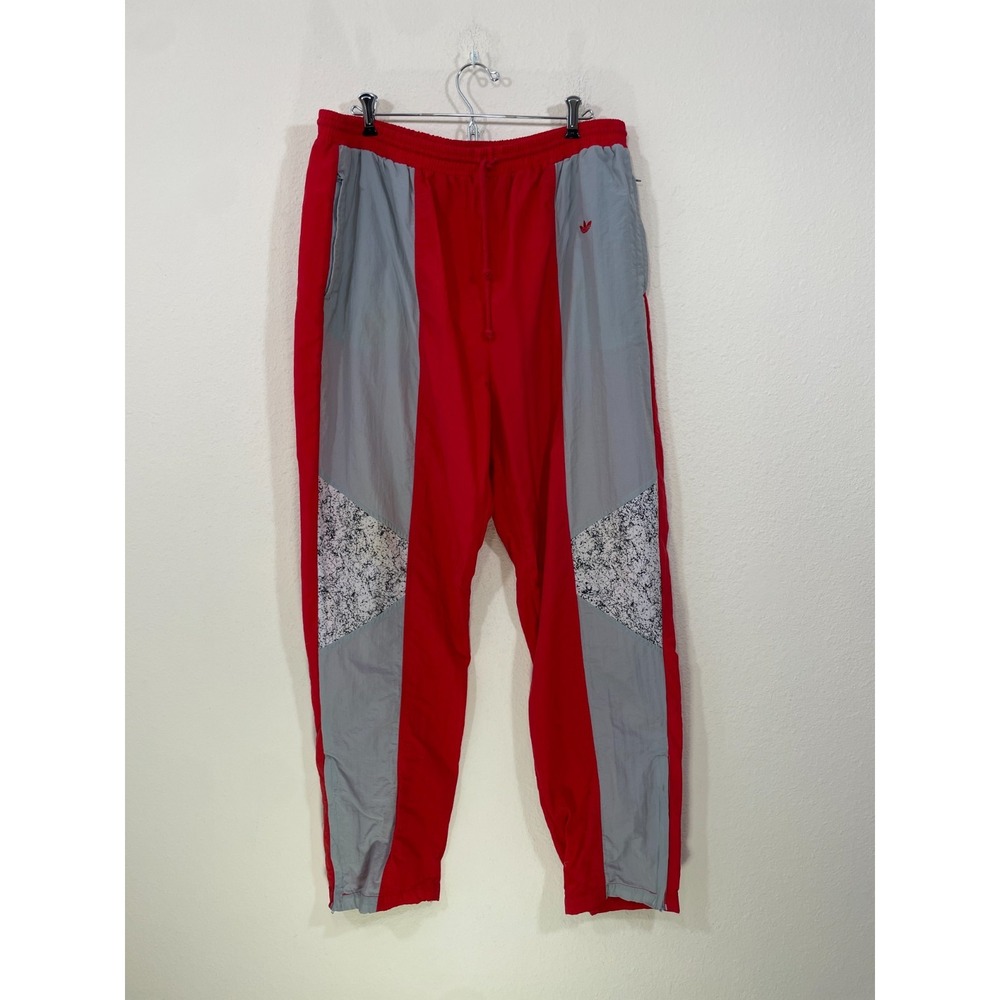 Vintage Adidas Track‎ Pants Mens L? Red Windbreaker 1980s Drawstring Pockets